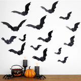 Yeknu 16pcs Halloween 3D Black Bat Wall Stickers Removable Halloween DIY Wall Decal Halloween Party Decoration Horror Bats Stickers