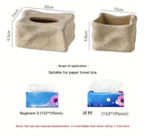 Yeknu Beige Tissue Box Hollow Out  Tissue Box Modern Art Paper Towel Box Napkin Holder for Living Room Coffee Table