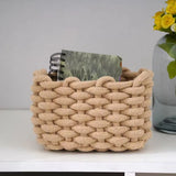 Yeknu Handmade Cotton Rope Woven Storage Basket Home Decor Natural Fabric Desktop Baby Toys Sundries Storage Basket Picnic Basket