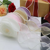 Yeknu (5yards/roll)4cm Pearl Edge Organza Ribbon Wave Silk Lace Children Hair Accessories Lolita Handmade Decorative Gift Box Wedding