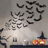 Yeknu 16pcs Halloween 3D Black Bat Wall Stickers Removable Halloween DIY Wall Decal Halloween Party Decoration Horror Bats Stickers