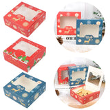 Yeknu 10/5Pcs Christmas Cookie Box with Window Candy Chocolate Biscuit Packaging Boxes Xmas Gift Wrapping New Year Party Treat Box