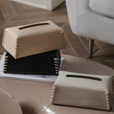 Yeknu Nordic Woven Tissue Box Leather Napkin Holder Luxury Paper Case Toilet Towel Container High Quality Bedroom Desktop Decoration