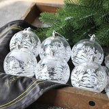 Yeknu 6pcs 6cm Transparent Snow Christmas Balls Pendants for Christmas Tree Decoration Clear Baubles Hanging Ornaments Xmas Navidad