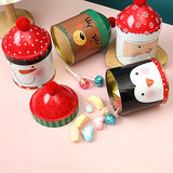 Yeknu Christmas Candy Storage Box Tin Metal Jar Cookie Biscuit Packing Box Christmas Party Decoration Supplies New Year Kids Gift