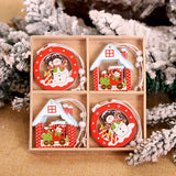 Yeknu 12/9Pcs Christmas Wooden Pendant Snowflake Xmas Tree Hanging Ornaments Christmas Decorations for Home Navidad Gift New Year