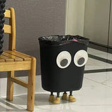 Yeknu Cartoon Cute Big Eyes Trash Can Garbage Bin Home Office Rubbish Bin Bathroom Garbage Bag Container Waste Bucket Kitchen Dustbin