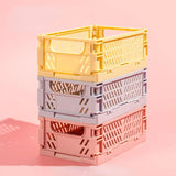 Yeknu Plastic Foldable Storage Crate Folding Box Basket Stackable Cute Makeup Jewellery Toys Boxes for Storage Box Organizer Portable