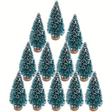 Yeknu 24pcs, Mini Christmas Sisal Snow Frost Tree with Wooden Bottling Brush - Perfect Desktop Tree for Christmas Party and Home Decor