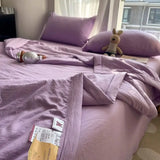 Yeknu Korean Ins Bedding Set, Luxury Quilt Cover, Pillowcase Flat Bed Sheets, Simple Girl Princess Ruffle Home Textiles