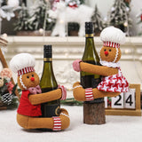 Yeknu Christmas decoration supplies couple gingerbread man doll wine bottle hug wine bottle sleeve creative wine bottle decoration