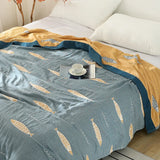 Yeknu Textile City Ins Leaf Fish Comforters 5 Layer Cotton Gauze Towel Blanket Home Bed Quality Bedspread 200x230cm