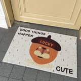 Yeknu Cute PVC Squirrel Doormat Cuttable Cartoon House Entrance Welcome Mat Rug Carpet Anti Dust Pad Outdoor Aesthetic Home Room Decor