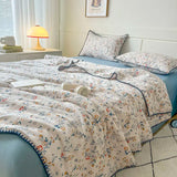 Yeknu Summer Quilt Cotton Floral French Style Double  Air-conditioned Quilt, Double-layer Summer Blanket Comforter Duvet   이불