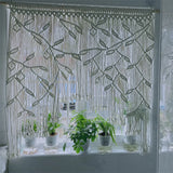 Yeknu Hand-made Macrame Leaf Patter Curtain Tapestry Bohemia Hanging Window Door Tassel Curtain Wall HangingTapestry Room Decoration