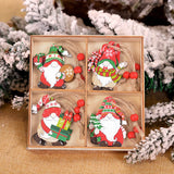 Yeknu 12/9Pcs Christmas Wooden Pendant Snowflake Xmas Tree Hanging Ornaments Christmas Decorations for Home Navidad Gift New Year