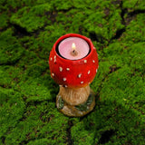 Yeknu Nordic Resin Mushroom Candle Holder Ornaments  Living Room Bedroom Red Mushroom Candle Tray Handicraft Christmas Decoration