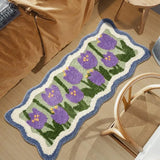 Yeknu Tulip Flower Long Carpet Soft Furry Bedside Rug Living Room Mirror Front Carpet Non-slip Bedroom decoration  Mats