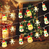 Yeknu Christmas Lights String Santa Claus Snowman Battery-operated Garland LED Christmas Decorative Light Party New Year's Decor