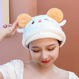 Yeknu 26x33cm 1pc Cartoon Shepherd Star Dry Hair Cap Micron Yarn Princess Hat Coral Velvet Absorbent Dry Hair Towel