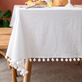 Yeknu White Hollow Lace Tablecloth Simplehem Pastoral Cotton and Linen Rectangle Household Table Cloth Round Coffee lilac Table cover