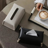 Yeknu Nordic Woven Tissue Box Leather Napkin Holder Luxury Paper Case Toilet Towel Container High Quality Bedroom Desktop Decoration