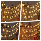 Yeknu LED Snowflake Light Garland Stars Fairy Light Battery-operated Xmas Tree Elk Decorativa Garland Party Wedding New Year's Decor