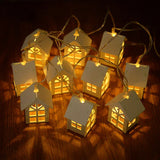 Yeknu 2M 10LED Christmas Wooden House LED Fairy Light String 2025 New Year Home Hanging Garland Xmas Tree Ornaments Decoration Lamp