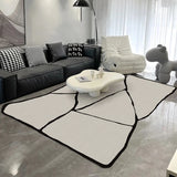 Yeknu French Light Luxury Carpets Irregular Living Room Decoration Carpet Black White Minimalist Bedroom Rugs Sofa Coffee Table Rug IG