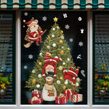 Yeknu Christmas Window Stickers Santa Claus Xmas Tree Cartoon Glass Decal Merry Christmas New Year Holiday Decorations for Home