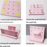 Yeknu 4Pack Cute Peg Boards Wall Shelf Bracket Hooks Plastic Wall Organizer Decorations Display Shelf Wall Mounted Hanging Pegboard