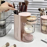 Yeknu Rotating Powder Puff Storage Box Dust-proof Desktop Beauty Egg Air Cushion Rack Multi-layer Lipstick Makeup Brush Storage Rack