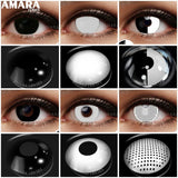 Yeknu Cosplay Color Contact Lenses for Eyes Anime Eye Lenses 1Pair White Black Lenses Contact Lens Cosmetic Color Lens Eyes