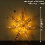 Yeknu Hollow Star Hanging Pendants Ramadan Decoration 2024 for Home Navidad Natal Noel Gifts Christmas Ornaments New Year 2025