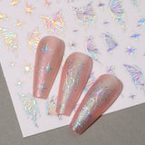 Yeknu - Metal Mirror Butterfly Sticker for Nails Holographic Butterflies Star Adhesive Slider Wraps Spring Gel Polish Decals FBJO-2251