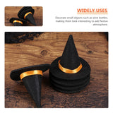 Yeknu 12PcsHalloween Mini Witch Hat Party Decorative Props for Cake Decor Halloween Decoration Toy Felt Cloth Tiny Hats Ornament Cover