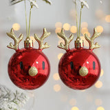 Yeknu 2pcs Elk Christmas Balls Ornaments Xmas Tree Hanging Bauble Pendant  Christmas Decorations for Home New Year Party Navidad