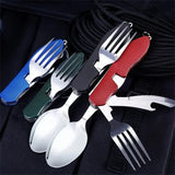 Yeknu 1 set foldable camping utensil-multi-functional knife, fork, spoon combo for outdoor activities camping picnic travel