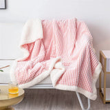 Yeknu Modern Simple Plaid Double-Layer Lambswool Blanket Office Lunch Break Warm Blanket Home Sofa Thickened Soft Shawl Blanket