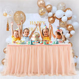 Yeknu Tulle table skirt high-end gold-rimmed mesh wedding New Year's party decoration hotel supplies mesh table skirt table cover