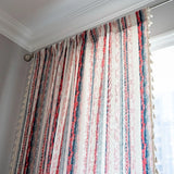 Yeknu Curtains Finished Striped Print Fringe Small Window Dining room Valance Cotton Linen Semi-blackout Living Room Bedroom Balcony