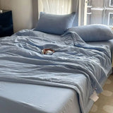 Yeknu Korean Ins Bedding Set, Luxury Quilt Cover, Pillowcase Flat Bed Sheets, Simple Girl Princess Ruffle Home Textiles