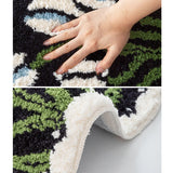 Yeknu Oval Tufting Tulip Bathmat Soft Black White Bathroom Door Mat Fluffy Rug Bedroom Foot Carpet Floor Safety Pad Home Room Decor