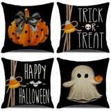 Yeknu 4PCS 45x45cm Halloween Cushion Cover Pumpkin Wizard Ghost Halloween Decor For Home Decorative Sofa Car Chair Decor PillowCase