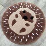 Yeknu Cute Hedgehog Brown Rug Digital Printing Technology Simple Housewarming Gift Handmade Non-Slip Decorative Carpet