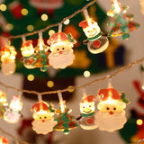 Yeknu Christmas Lights String Santa Claus Snowman Battery-operated Garland LED Christmas Decorative Light Party New Year's Decor