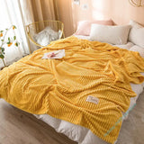 Yeknu Blankets for Beds Solid Yellow Color Soft Warm 300GSM Plaid Square Flannel Blanket On the Bed Thickness Throw Blanket