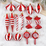 Yeknu 14pcs/box Christmas Ball Ornaments Red Candy Cane Xmas Tree Hanging Pendants Navidad New Year Home Decorations Natal Gift