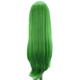 Yeknu Green Color Straight Glueless Synthetic Hair Lace Front Wig For Black Women High Temperature Fiber Natural Hairline Cosplay