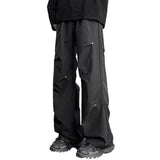 Yeknu American Streetwear Paratrooper Pants Men's Loose Casual Straight Cargo Pants Men Joggers High Street Hip Hop Wide Leg Pants